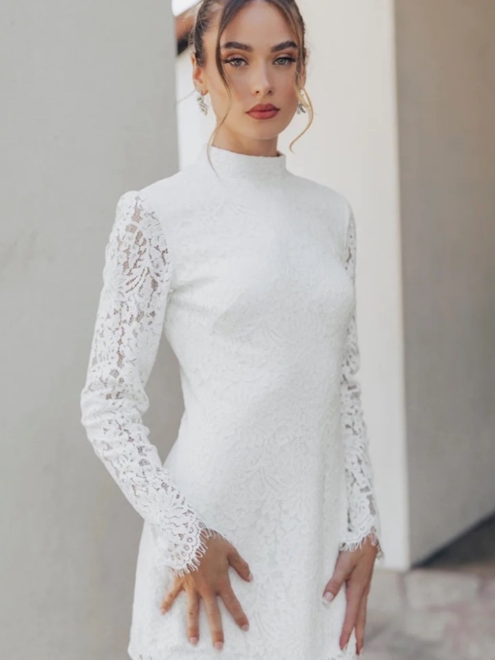 Untamed Petals Colette White Lace Long Sleeve Mini Dress NWT 20